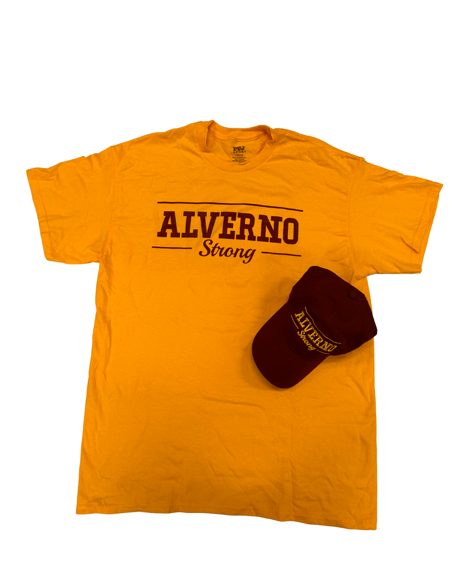 Alverno College Gold Cap & Shirt Combo